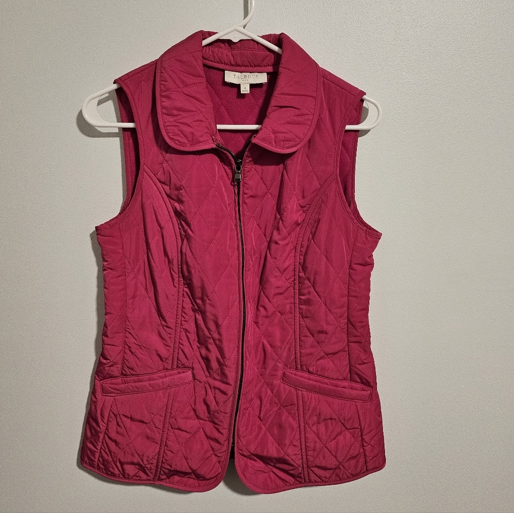 Talbots Pink Quilted Puffer Vest Women’s Size 4 Lightweight Fleece Lined